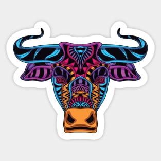 cow head neon Sticker